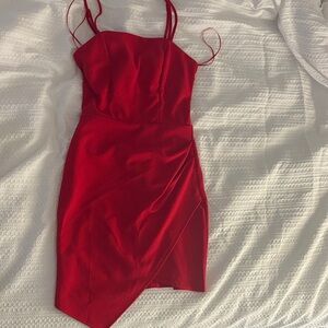 Francesca's Collections Vibrant Red Asymmetrical Dress